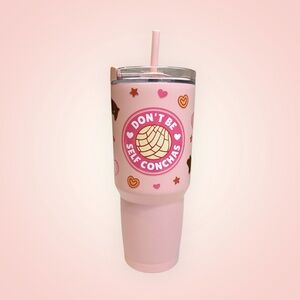 Custom made Baby Pink DON’T BE SELF CONCHAS 30oz Tumbler w/ Lid & Straw